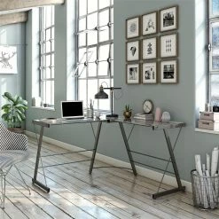 Outlet π Avenue Greene Thomas Glass L-shaped Computer Desk Grey π 19 Outlet π Avenue Greene Thomas Glass L-shaped Computer Desk Grey π -Avenue Greene Shop Avenue Greene Thomas Glass L shaped Computer Desk 2
