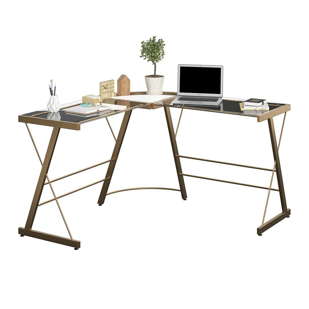 Outlet π Avenue Greene Thomas Glass L-shaped Computer Desk Grey π 7 Outlet π Avenue Greene Thomas Glass L-shaped Computer Desk Grey π - Image 5