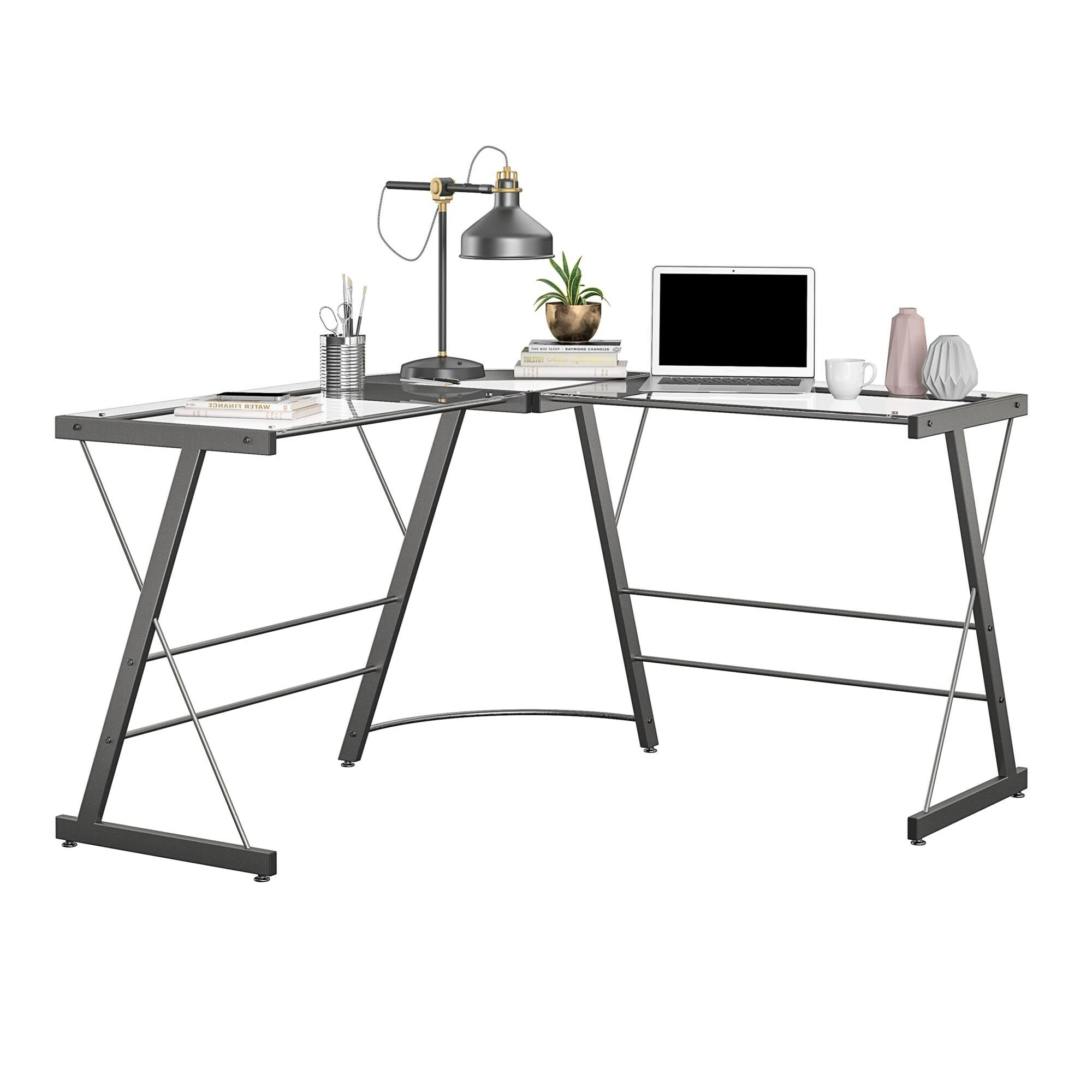 Outlet π Avenue Greene Thomas Glass L-shaped Computer Desk Grey π 9 Outlet π Avenue Greene Thomas Glass L-shaped Computer Desk Grey π - Image 7