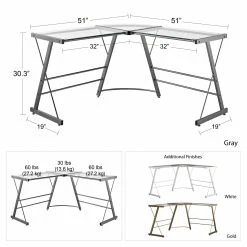 Outlet π Avenue Greene Thomas Glass L-shaped Computer Desk Grey π 25 Outlet π Avenue Greene Thomas Glass L-shaped Computer Desk Grey π -Avenue Greene Shop Avenue Greene Thomas Glass L shaped Computer Desk 8