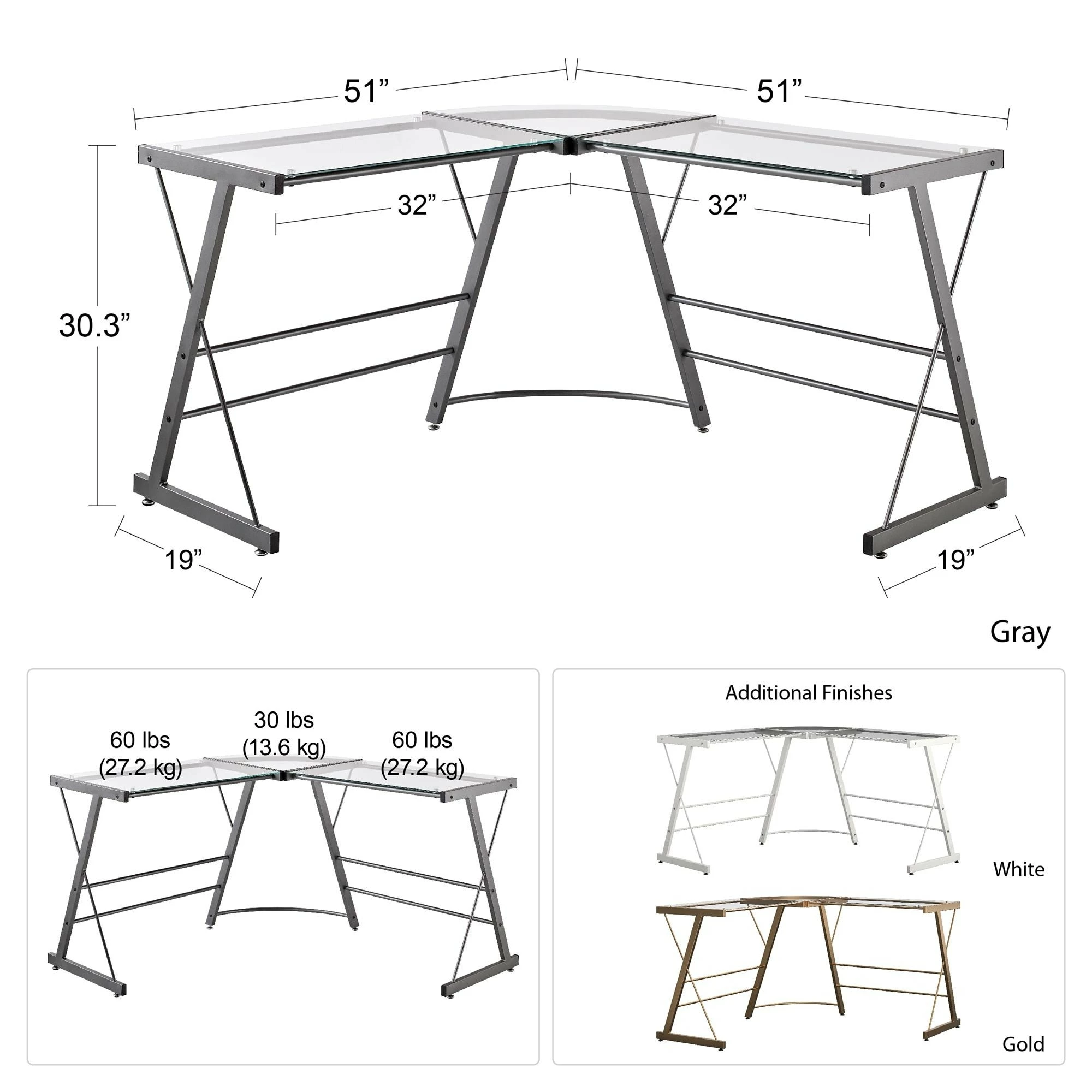 Outlet π Avenue Greene Thomas Glass L-shaped Computer Desk Grey π 11 Outlet π Avenue Greene Thomas Glass L-shaped Computer Desk Grey π - Image 9
