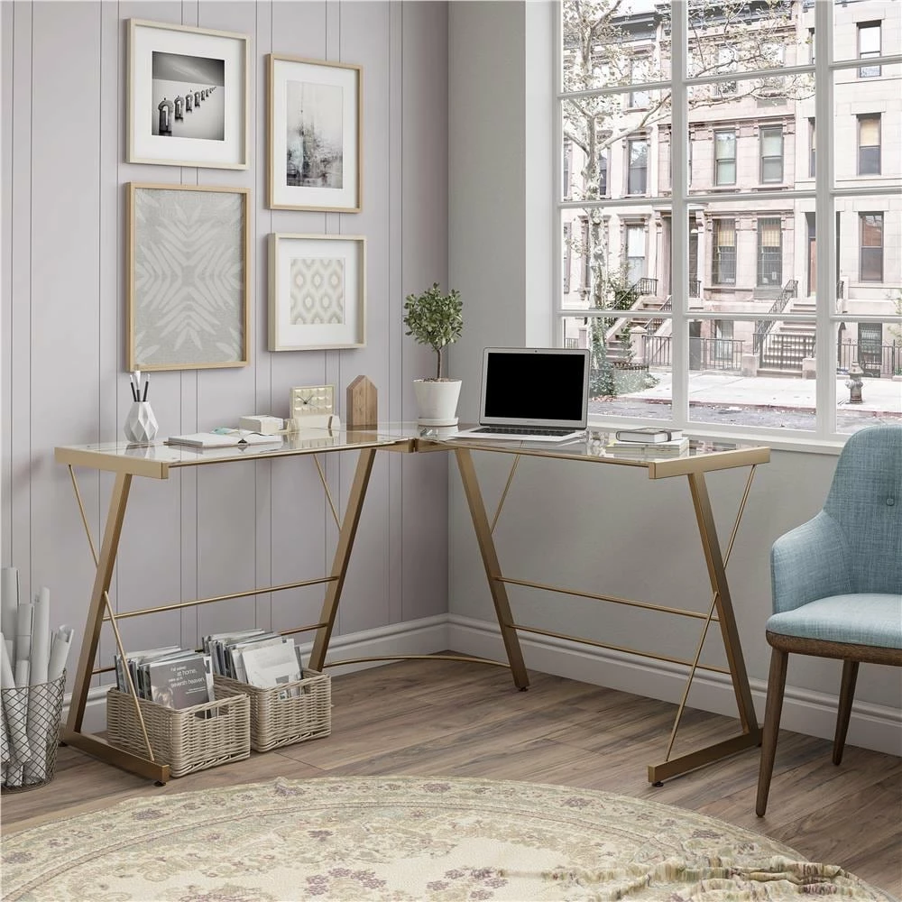 Outlet π Avenue Greene Thomas Glass L-shaped Computer Desk Grey π 3 Outlet π Avenue Greene Thomas Glass L-shaped Computer Desk Grey π