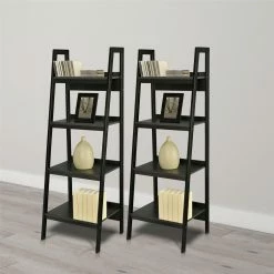 Best deal 😀 Avenue Greene Thompkins 4-shelf Ladder Bookcase Bundle (Set Of 2) Grey 🧨