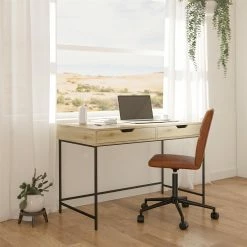 Promo 👏 Avenue Greene Wardlaw Computer Desk With 2 Drawers Natural 🤩