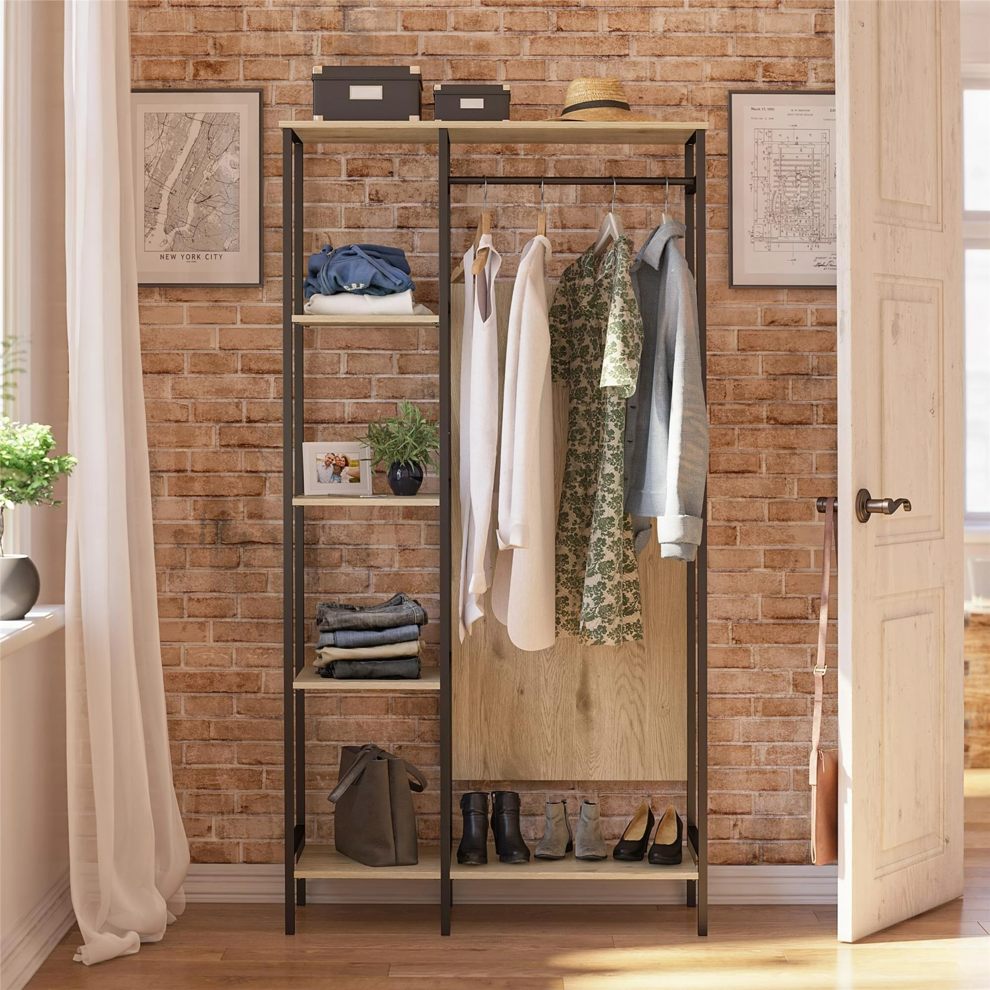 Best Sale ๐ฅ Avenue Greene Wardlaw Open Wardrobe Black Oak โ - Image 2