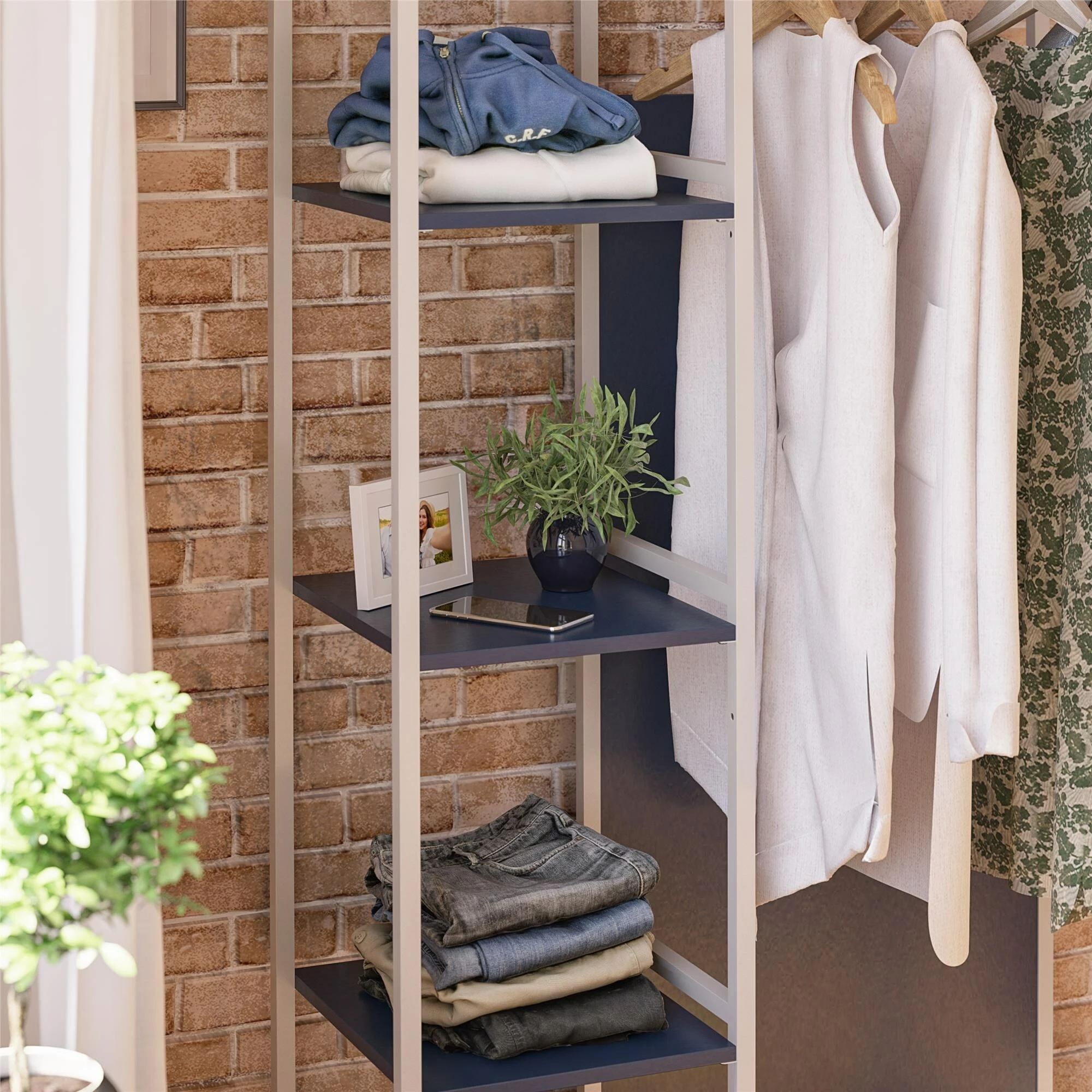 Best Sale ๐ฅ Avenue Greene Wardlaw Open Wardrobe Black Oak โ - Image 13