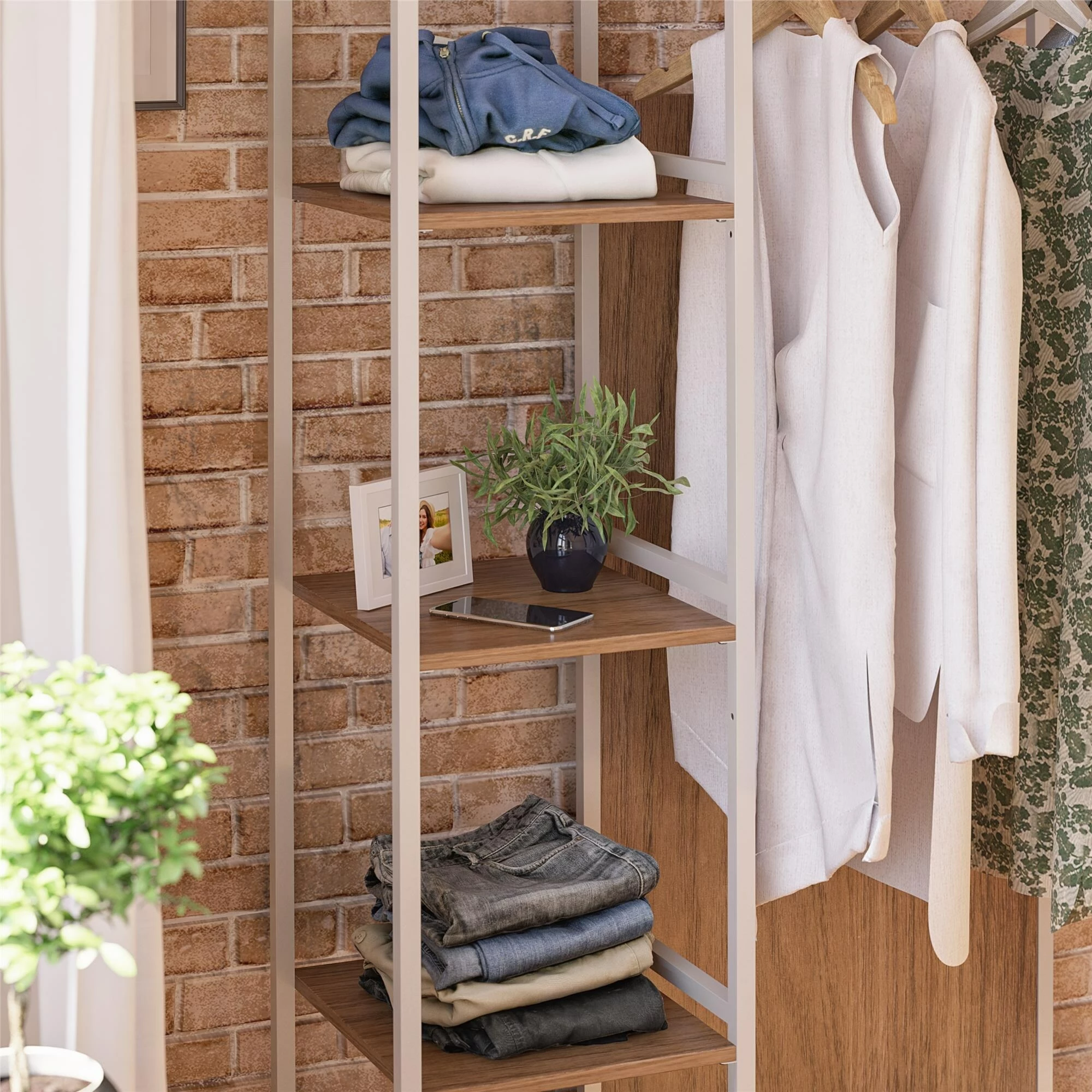 Best Sale ๐ฅ Avenue Greene Wardlaw Open Wardrobe Black Oak โ - Image 14