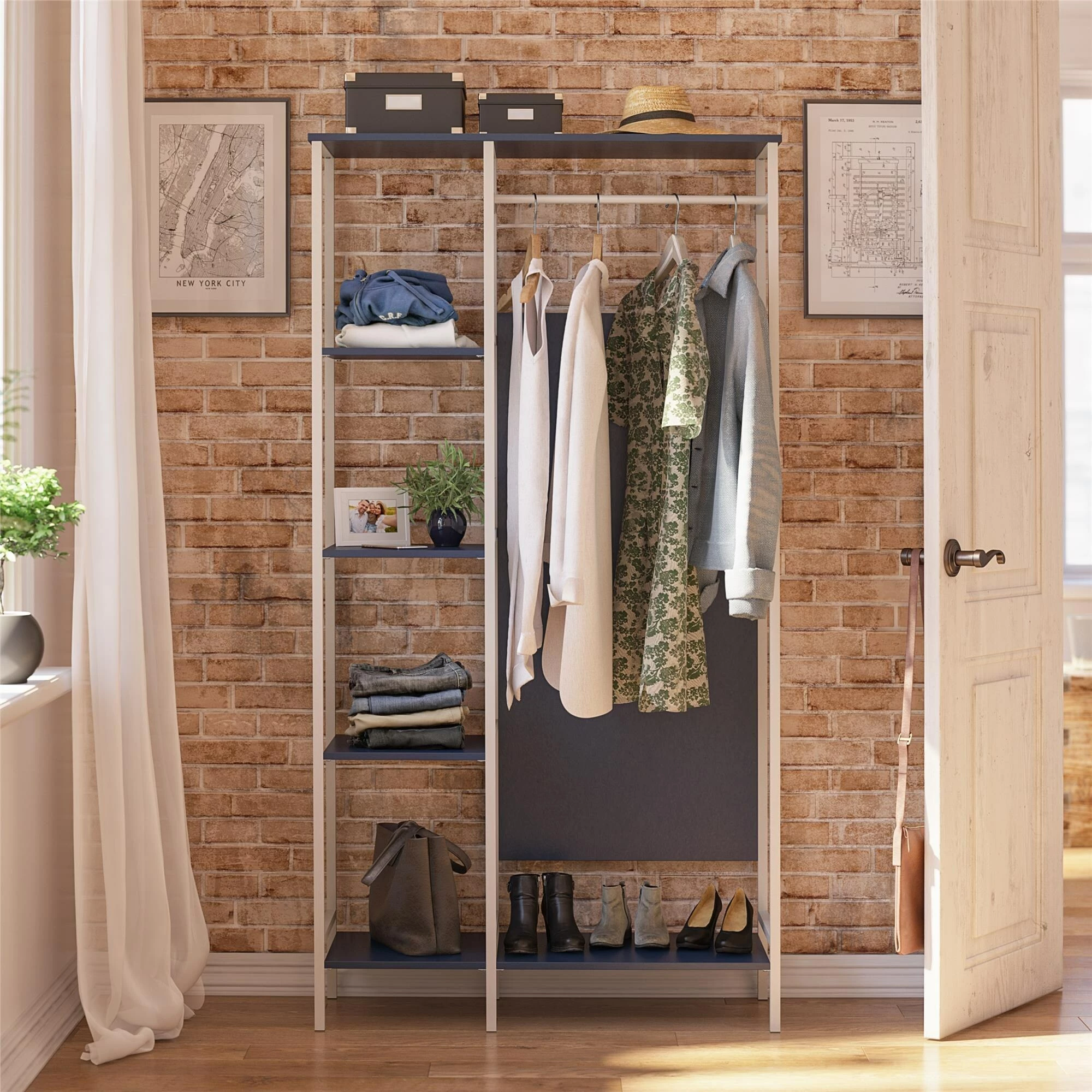 Best Sale ๐ฅ Avenue Greene Wardlaw Open Wardrobe Black Oak โ - Image 4