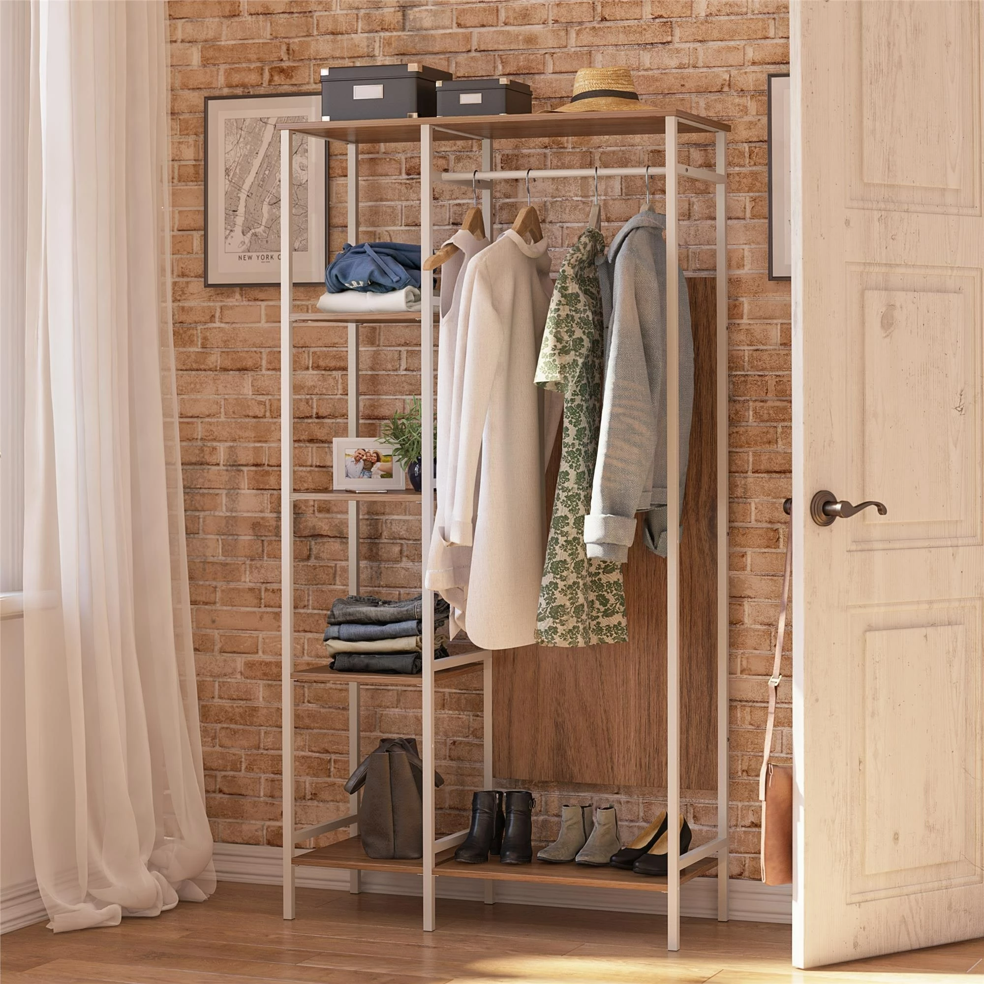 Best Sale ๐ฅ Avenue Greene Wardlaw Open Wardrobe Black Oak โ - Image 5