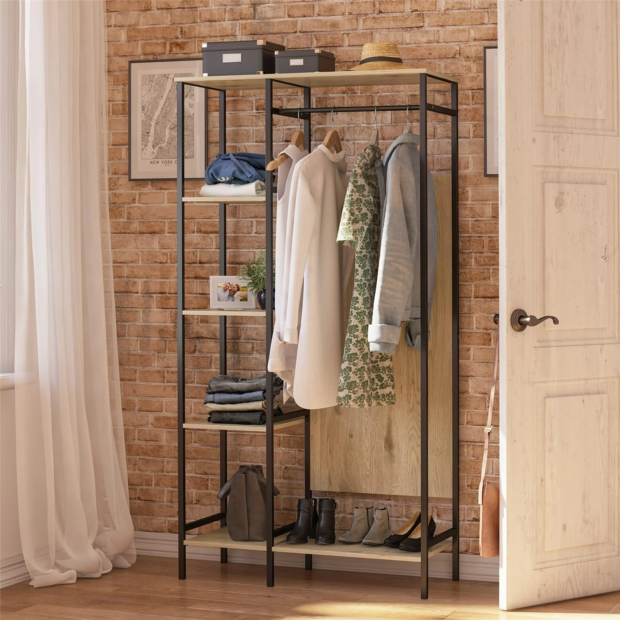 Best Sale ๐ฅ Avenue Greene Wardlaw Open Wardrobe Black Oak โ - Image 6