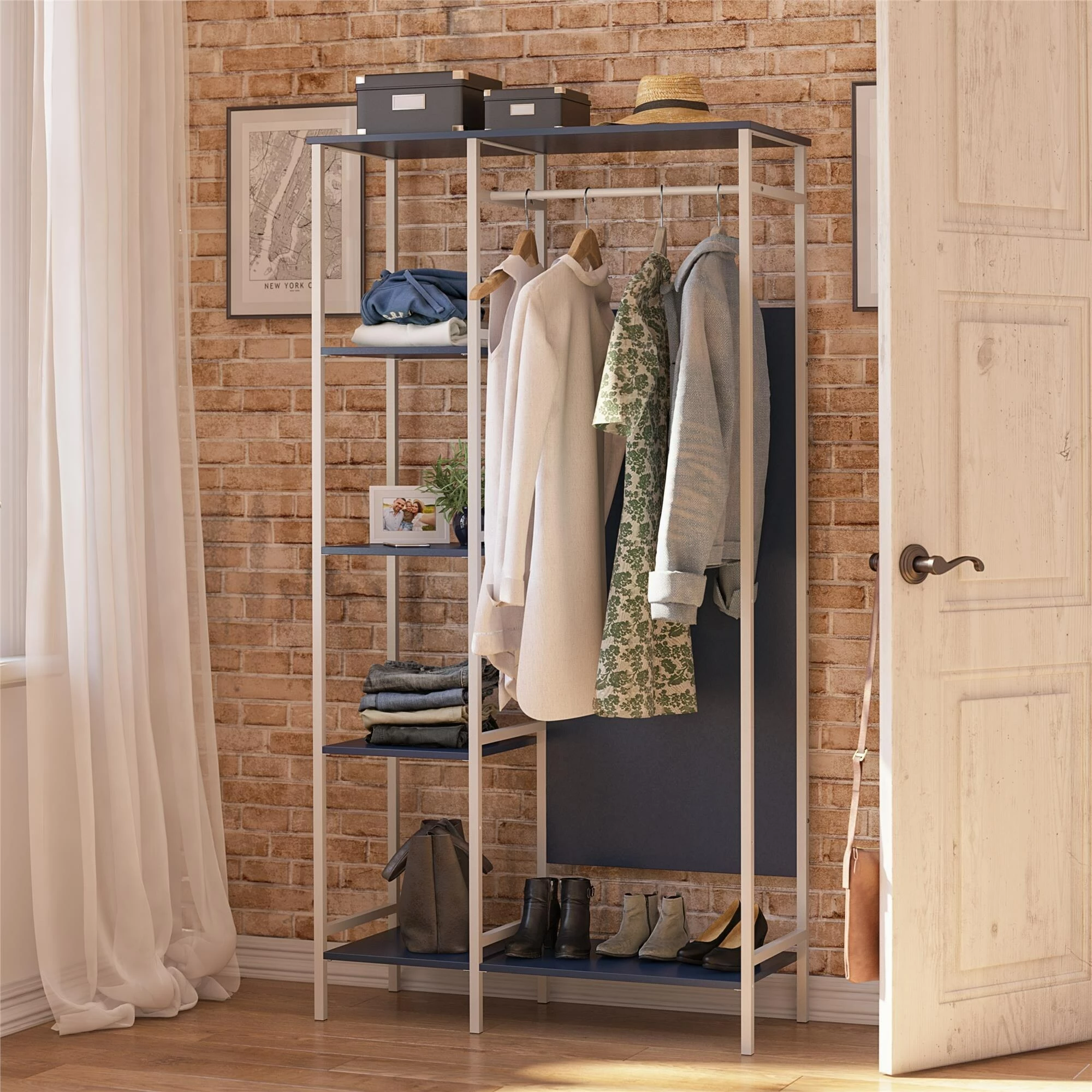 Best Sale ๐ฅ Avenue Greene Wardlaw Open Wardrobe Black Oak โ - Image 8