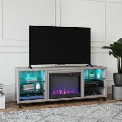 Best Sale 🥰 Avenue Greene Westwood Fireplace TV Stand TVs Up To 70 Inches Wide Light Walnut 🔥
